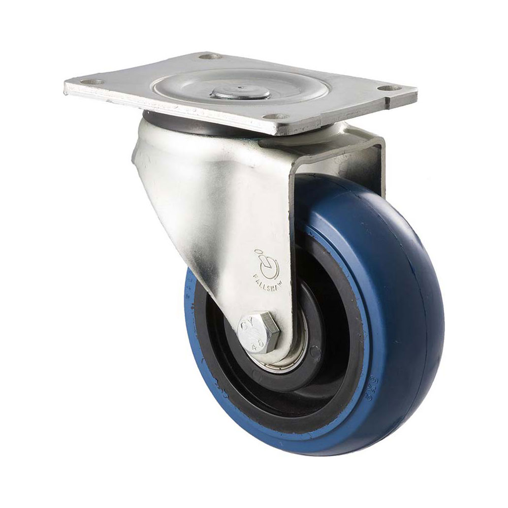 125mm O125 Blue High Resilience Elastomer Ball Bearing Swivel Plate 350kg Castors
