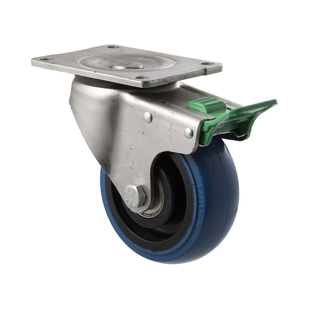 125mm O125 Blue High Resilience Elastomer Ball Bearing Swivel Plate And Direction Lock 350kg Castors
