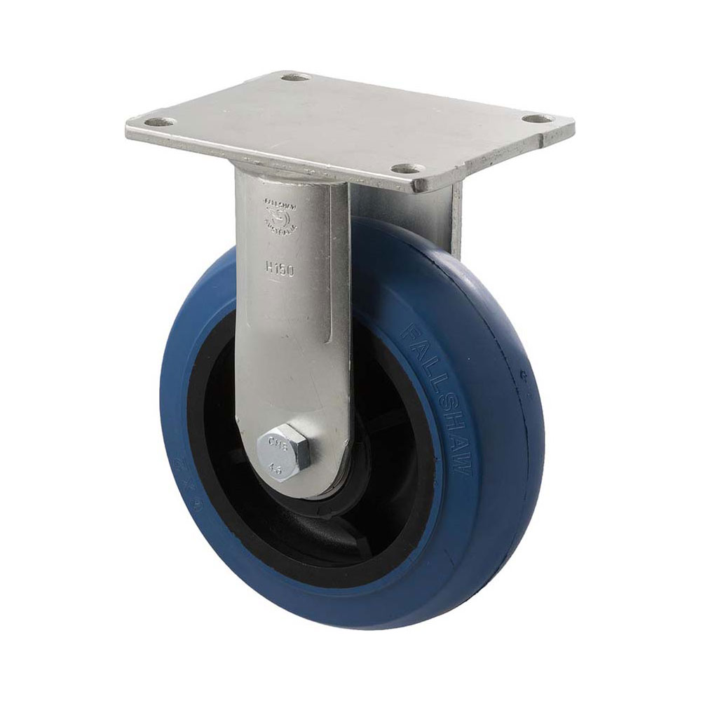 150mm O150 Blue High Resilience Elastomer Ball Bearing Fixed Plate 400kg Castors