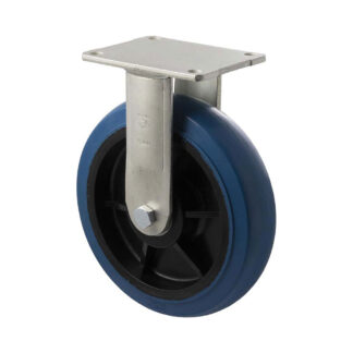 200mm O200 Blue High Resilience Elastomer Ball Bearing Fixed Plate 400kg Castors
