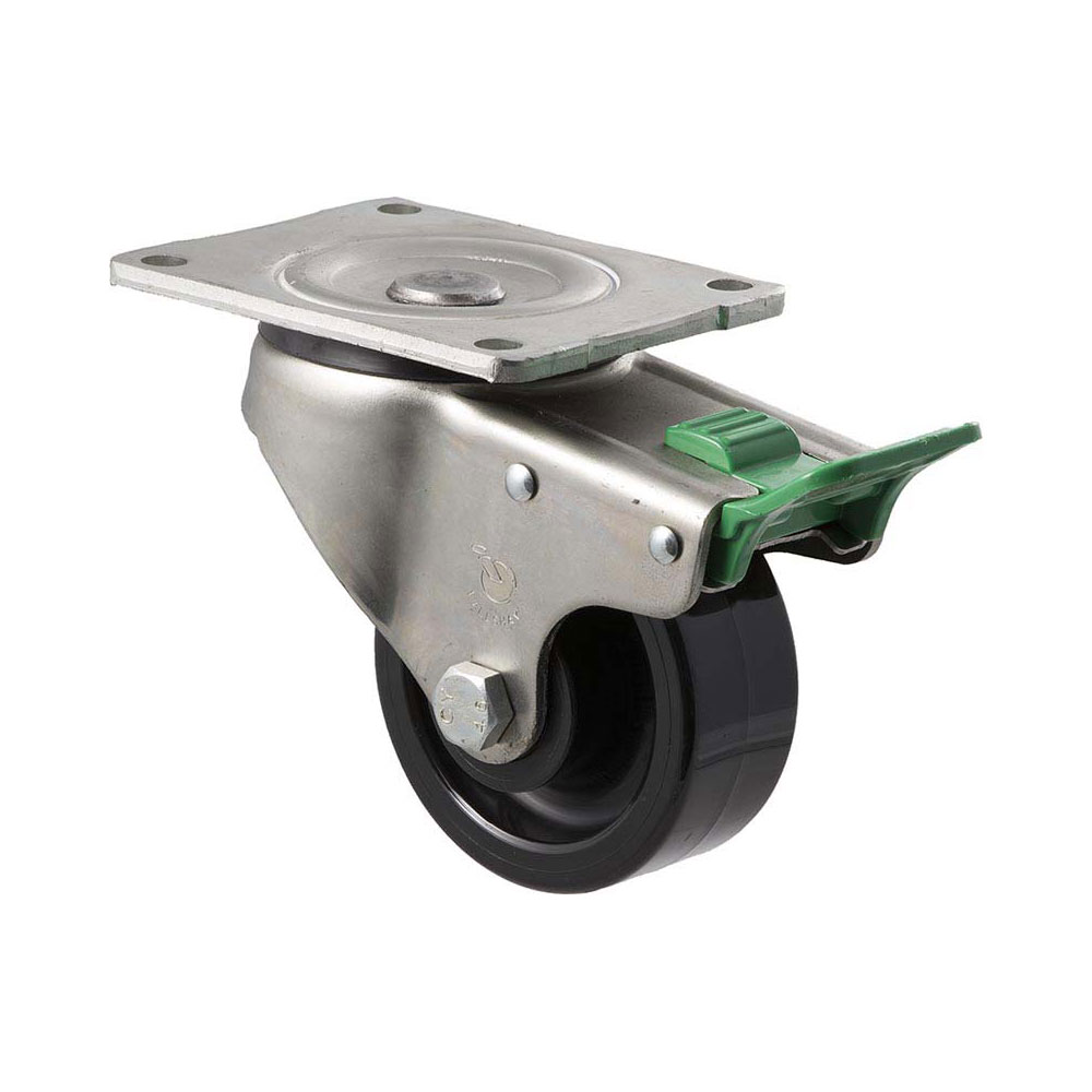 100mm O100 Hard Nylon Roll Bearing Swivel Plate And Direction Lock 350kg Castors