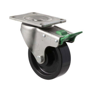 125mm O125 Hard Nylon Roll Bearing Swivel Plate And Direction Lock 400kg Castors