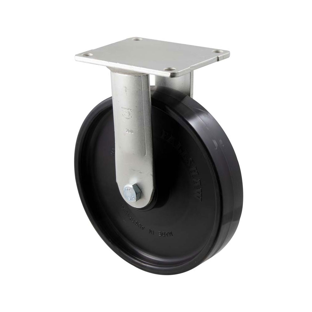 200mm O200 Hard Nylon Roll Bearing Fixed Plate 450kg Castors