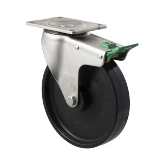 200mm O200 Hard Nylon Roll Bearing Swivel Plate And Direction Lock 450kg Castors