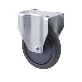 125mm Q125 Grey Polyurethane Ball Bearing Fixed Plate 200kg Castors