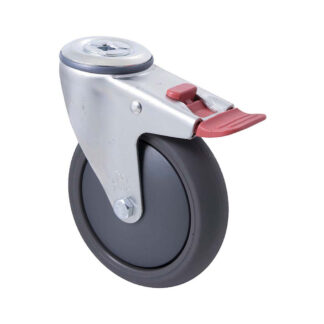 125mm Q125 Grey Polyurethane Ball Bearing Bolt Hole And Total Brake 200kg Castors