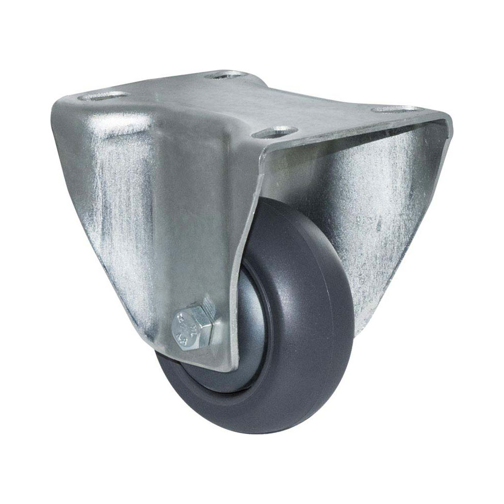 75mm Q75 Grey Polyurethane Ball Bearing Fixed Plate 200kg Castors