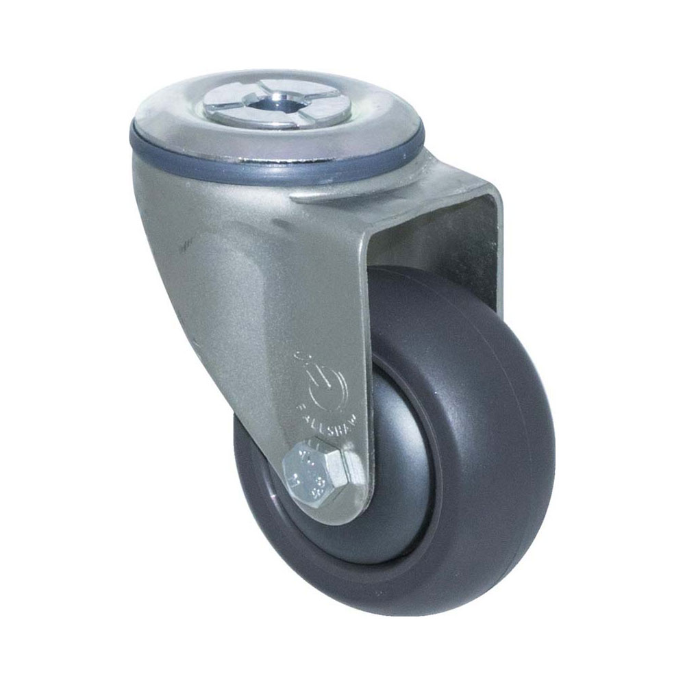 75mm Q75 Grey Polyurethane Ball Bearing Bolt Hole 200kg Castors