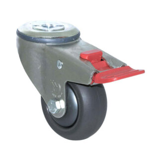 75mm Q75 Grey Polyurethane Ball Bearing Bolt Hole And Total Brake 200kg Castors