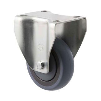 100mm M100 Grey Rubber Ball Bearing Fixed Plate 100kg Castors