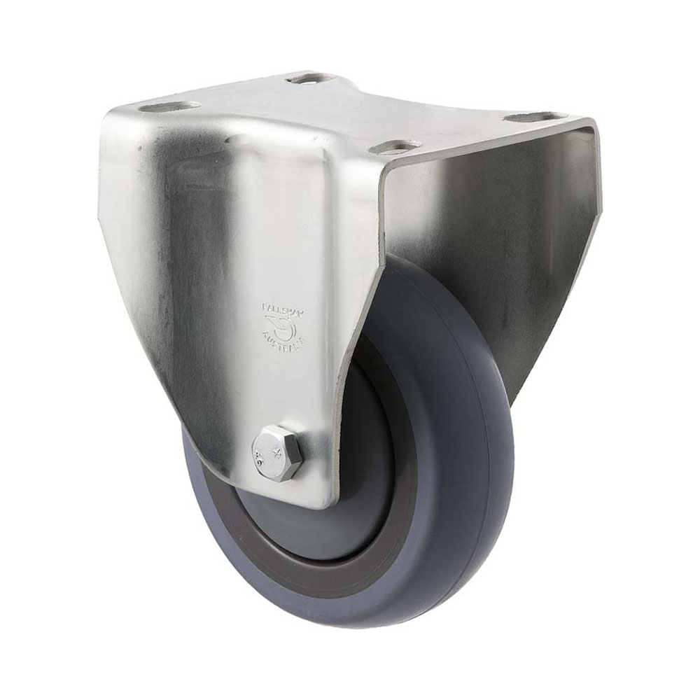 100mm M100 Grey Rubber Ball Bearing Fixed Plate 100kg Castors