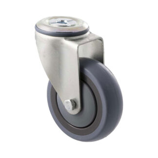 100mm M100 Grey Rubber Ball Bearing Bolt Hole 100kg Castors