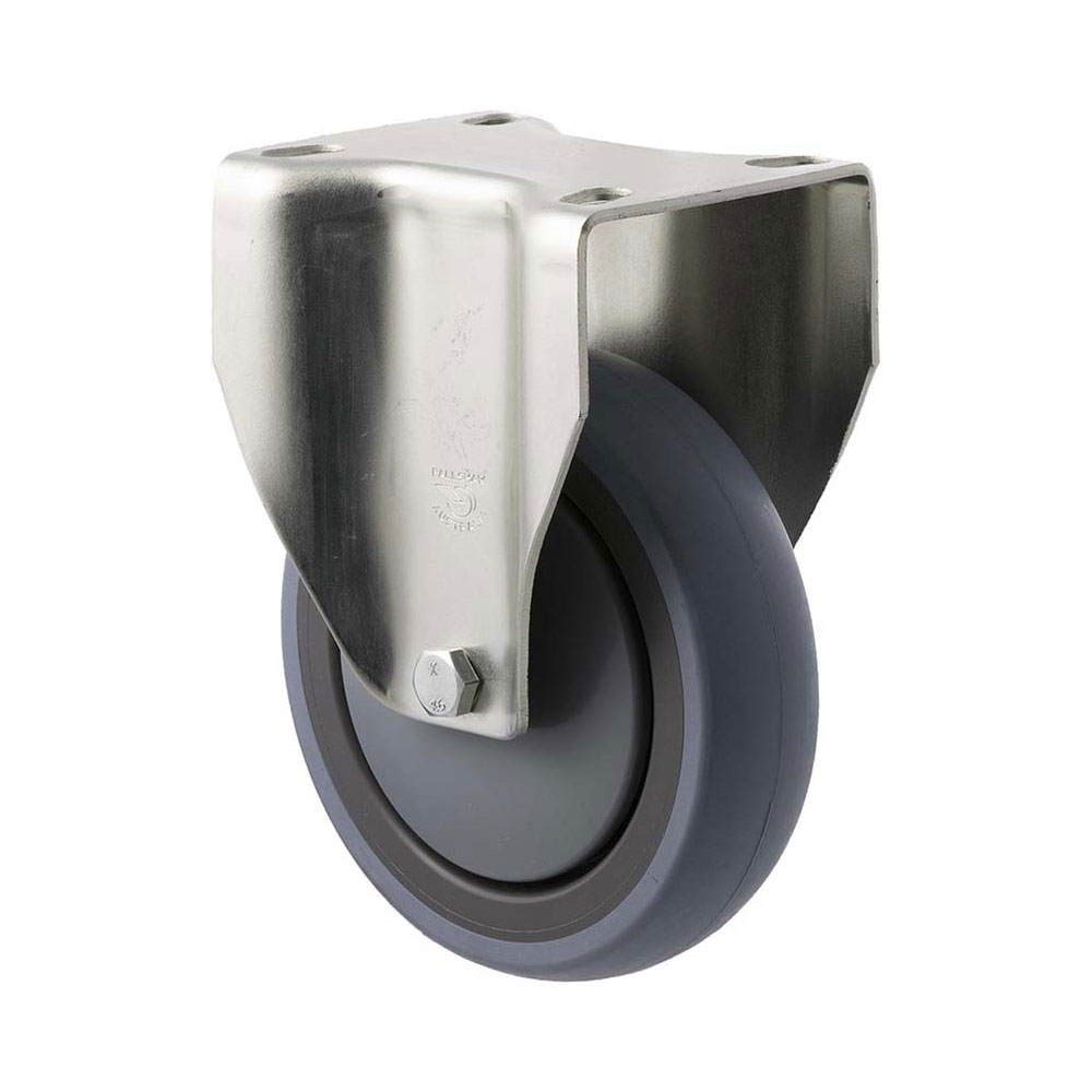 125mm S125 Grey Rubber Ball Bearing Fixed Plate 100kg Castors