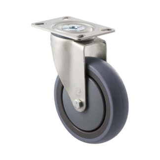 125mm S125 Grey Rubber Ball Bearing Swivel Plate 100kg Castors