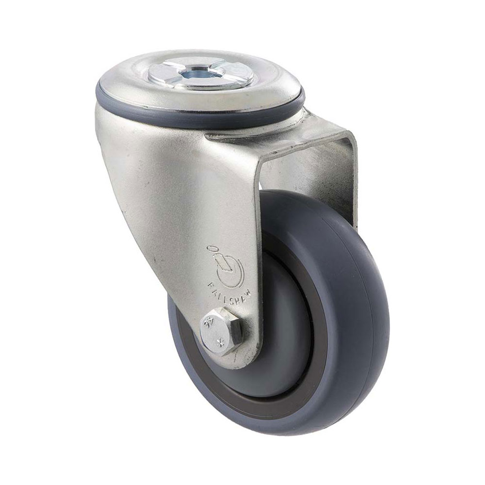 75mm M75 Grey Rubber Ball Bearing Bolt Hole 100kg Castors