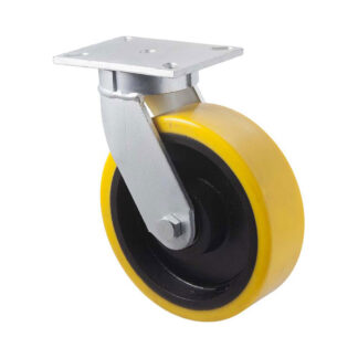 250mm VUQ250 Polyurethane On Cast Iron Ball Bearing Swivel Plate 2000kg Castors