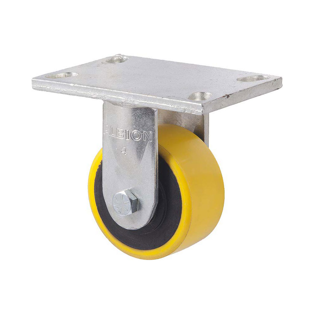 100mm XUQ100 Polyurethane On Cast Iron Ball Bearing Fixed Plate 600kg Castors