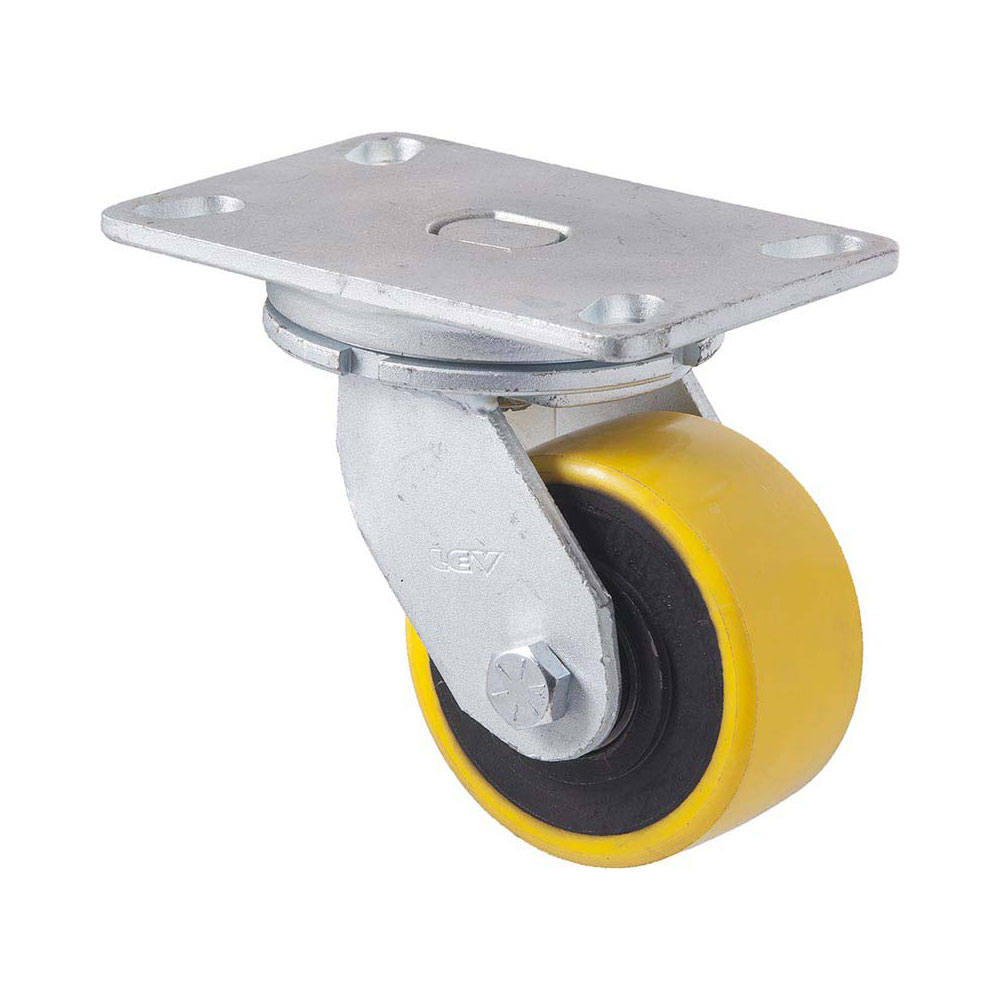 100mm XUQ100 Polyurethane On Cast Iron Ball Bearing Swivel Plate 600kg Castors