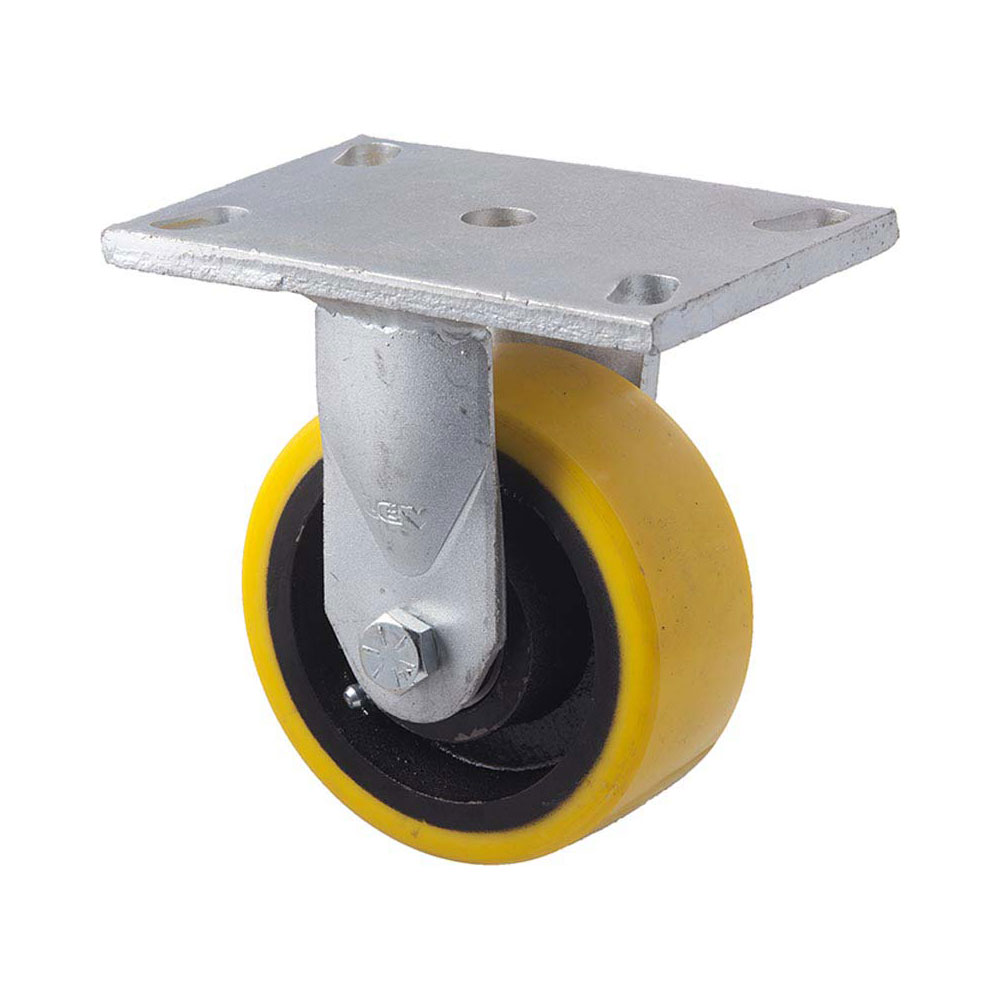 125mm XUQ125 Polyurethane On Cast Iron Ball Bearing Fixed Plate 800kg Castors