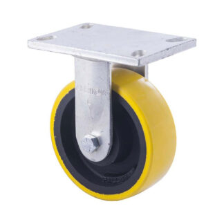 150mm XUQ150 Polyurethane On Cast Iron Ball Bearing Fixed Plate 1000kg Castors