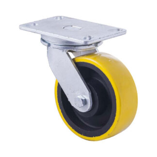 150mm XUQ150 Polyurethane On Cast Iron Ball Bearing Swivel Plate 1000kg Castors