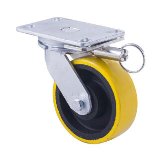 150mm XUQ150 Polyurethane On Cast Iron Ball Bearing Swivel Plate And Direction Lock 1000kg Castors