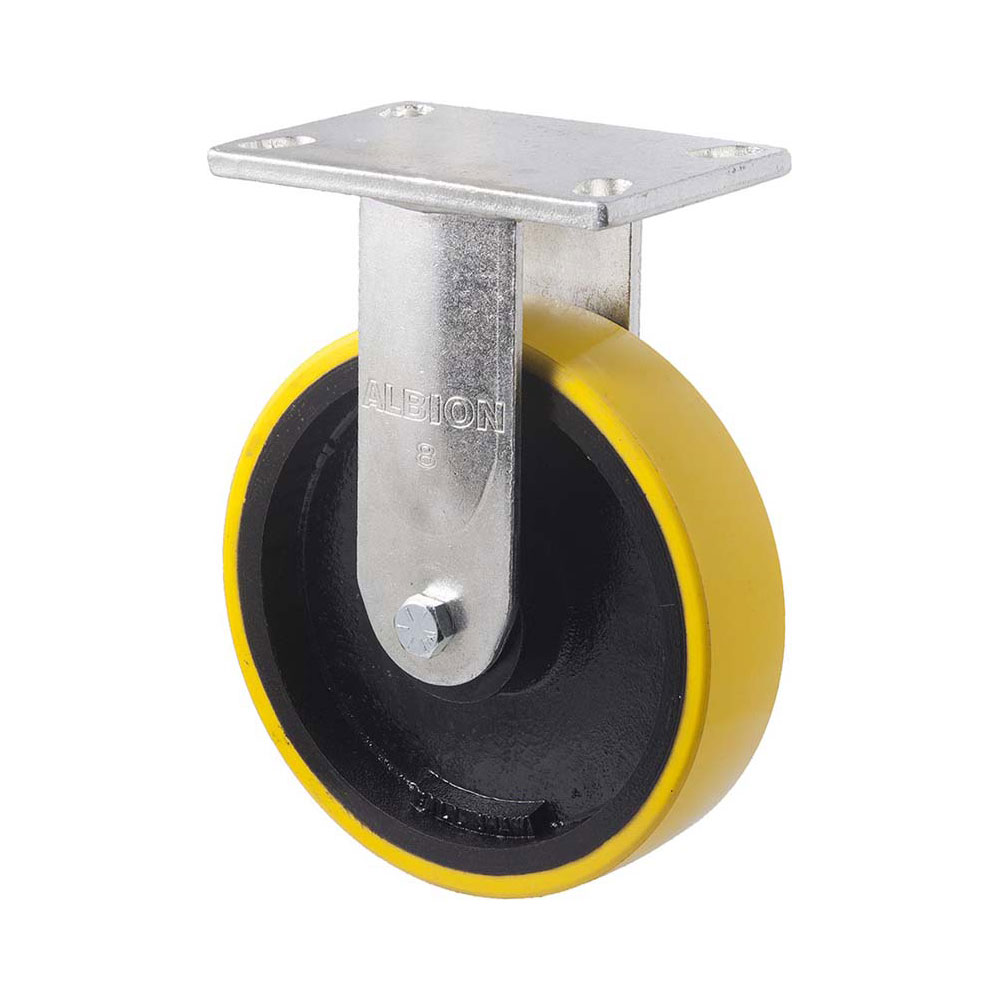 200mm XUQ200 Polyurethane On Cast Iron Ball Bearing Fixed Plate 1000kg Castors