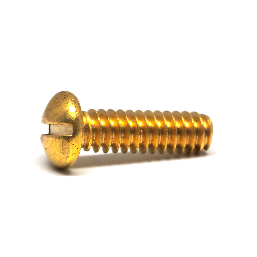 1/4" - 20 BSW x 1.1/2" Brass Round Head Slot Metal Thread