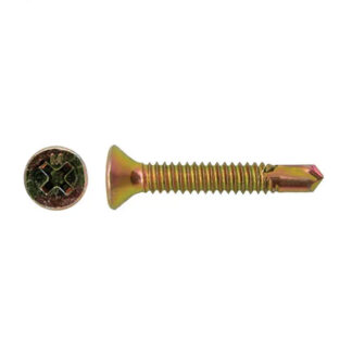 8g-18 x 25mm Zinc Yellow Plated Countersunk Head Self Drilling Screw For Metal