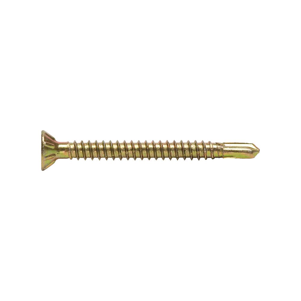 8g-18 x 20mm Zinc Yellow Plated Countersunk Head Ribbed Self Drilling Screw For Metal