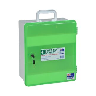 Fischer Medium First Aid Cabinet Lockable (Green Door & White Base)