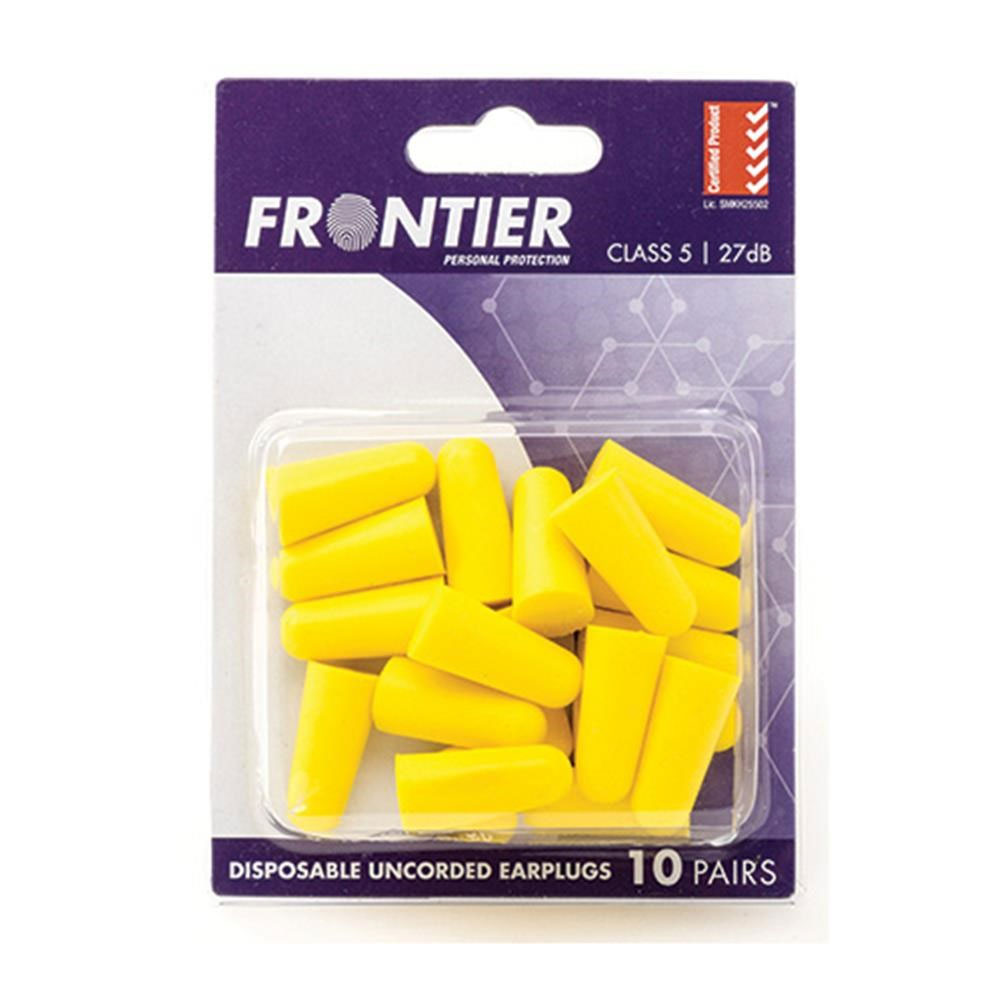 Frontier Uncorded Foam Ear Plug 27 Db Class 5 Yellow Retail Pack 10