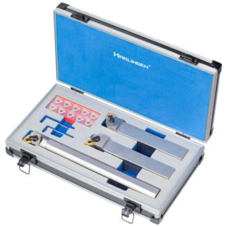 Harlingen 3 Piece Indexable Nickel Plated Negative Rake Lathe Tool Set - 25mm Shank for Hardened Steel External Turning Tool Holder Multi-Lock Clamp System