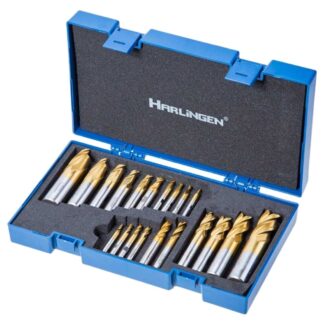 Harlingen 20 Piece Two & Four Flute Solid Tin HSS End Mill Set General Purpose Steel and Iron Cutting Tools