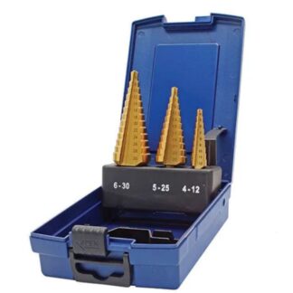 Holemaker Straight Flute Step Drill Set, 3 Piece, 4-12MM / 5-25MM / 6-30MM