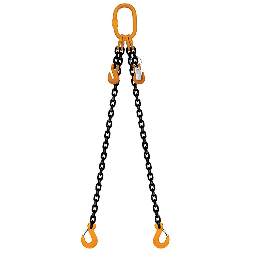 2 Leg Chain Sling, 8mm Chain, 6m Length, With Clevis Sling Hooks & Shortening Clutches