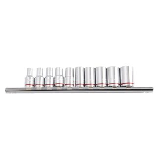 Kincrome Socket Rail 10 Piece 1/4" Drive Imperial (Mirror Polish) - Imperial