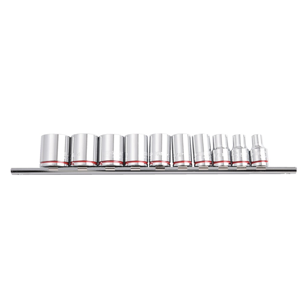 Kincrome Socket Rail 10 Piece 3/8" Drive Imperial (Mirror Polish) - Imperial