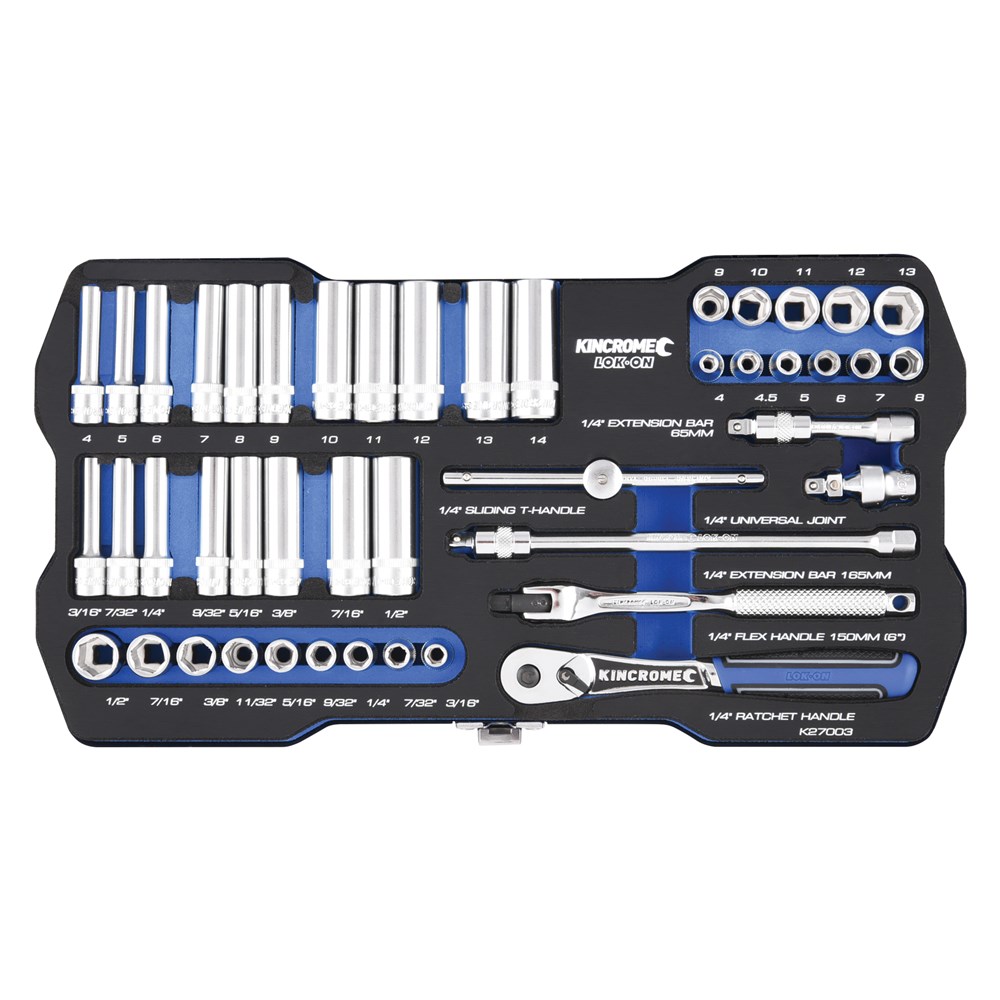 Kincrome LOK-ON™ Socket Set 45 Piece 1/4" Drive - Metric & Imperial - Image 2