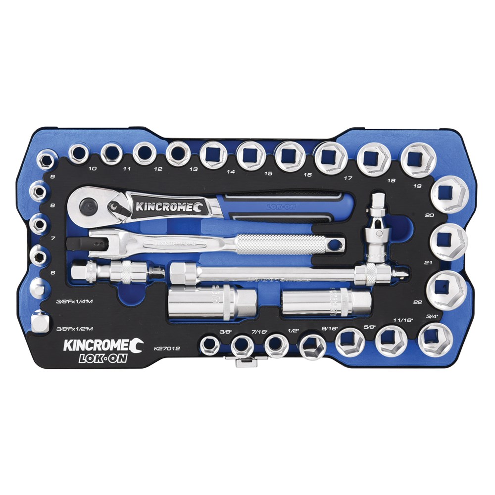 Kincrome LOK-ON™ Socket Set 33 Piece 3/8" Drive - Metric & Imperial - Image 2