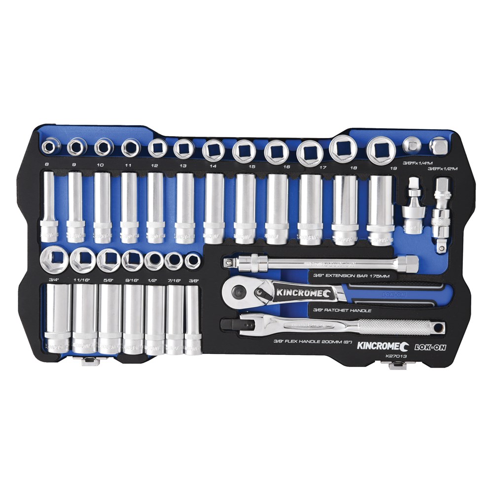 Kincrome LOK-ON™ Socket Set 45 Piece 3/8" Drive - Metric & Imperial - Image 2