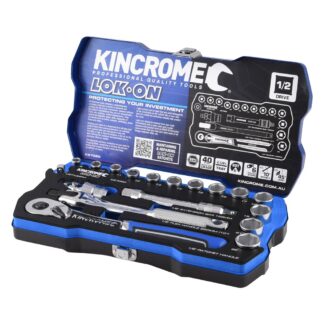 Kincrome LOK-ON™ Socket Set 18 Piece 1/2" Drive - Metric