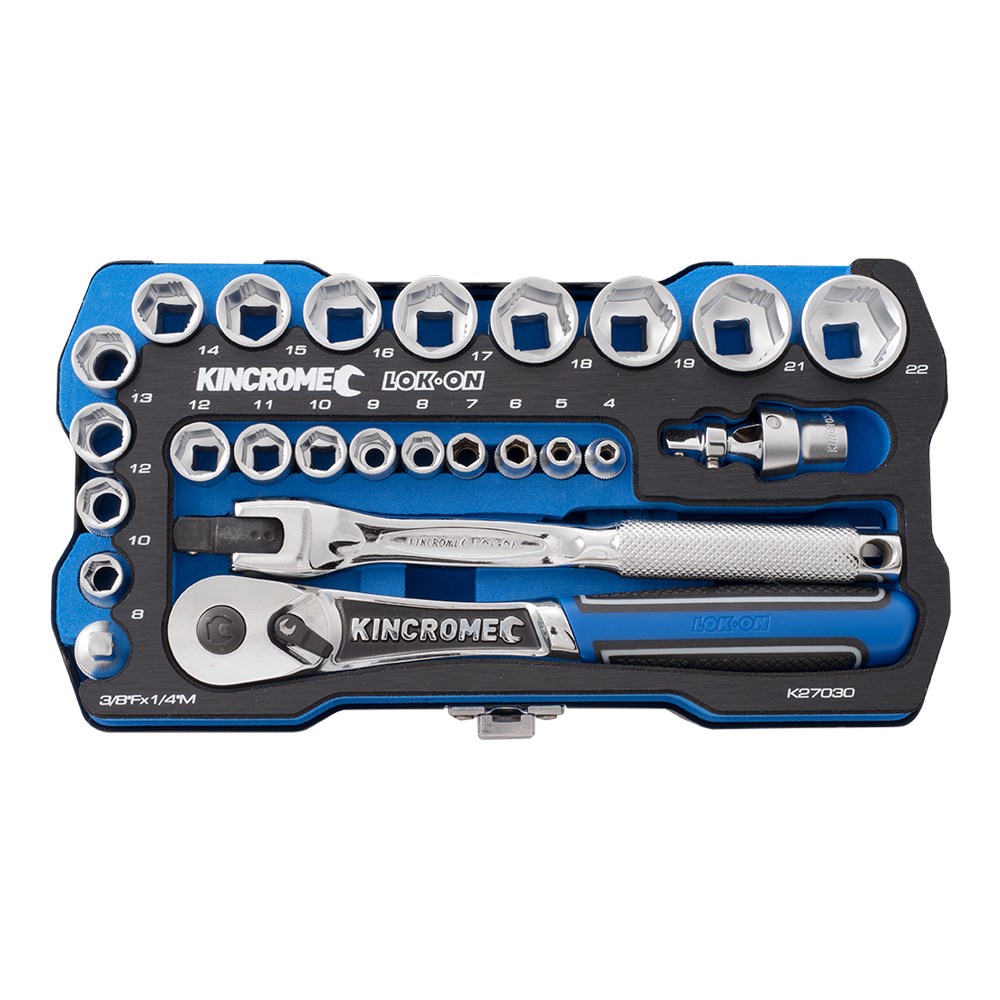Kincrome LOK-ON™ Socket Set 26 Piece 1/4" & 3/8" Drive - Metric - Image 2