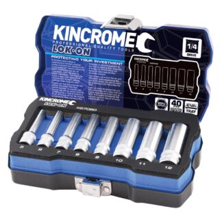 Kincrome LOK-ON™ Socket Set 8 Piece 1/4" Drive - Metric