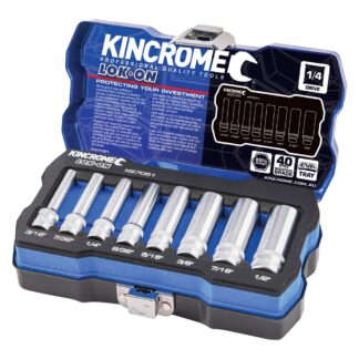 Kincrome LOK-ON™ Socket Set 8 Piece 1/4" Drive - Imperial