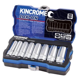 Kincrome LOK-ON™ Socket Set 8 Piece 3/8" Drive - Imperial