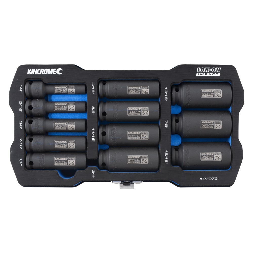 Kincrome LOK-ON™ Deep Impact Socket Set 12 Piece 3/8" Drive - Imperial - Image 2