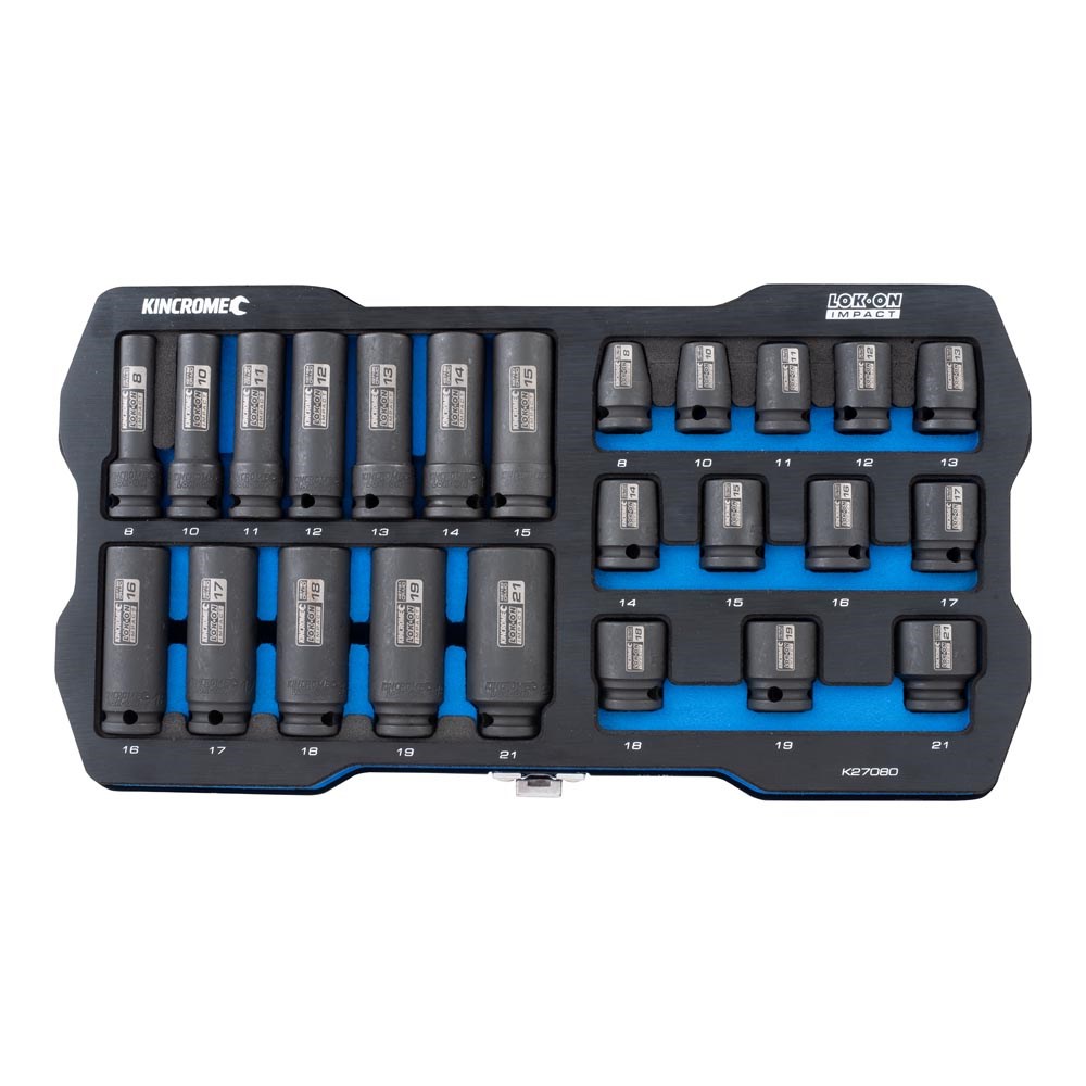 Kincrome LOK-ON™ Standard & Deep Impact Socket Set 24 Piece 3/8" Drive - Metric - Image 2