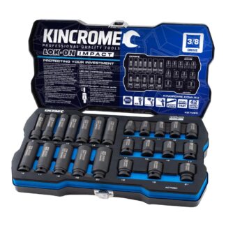 Kincrome LOK-ON™ Standard & Deep Impact Socket Set 24 Piece 3/8" Drive - Metric
