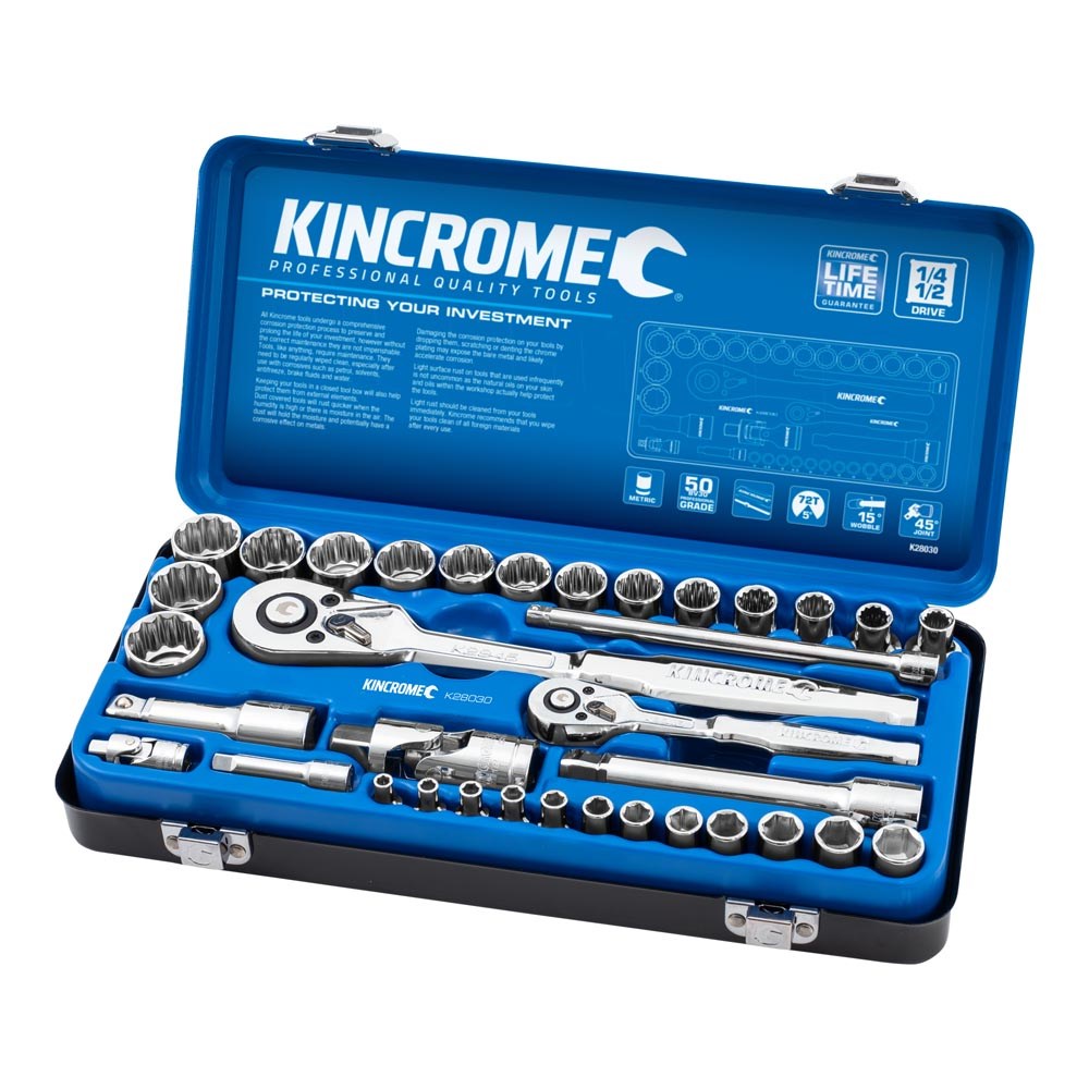 Kincrome Socket Set 35 Piece 1/4 & 1/2" Drive - Metric